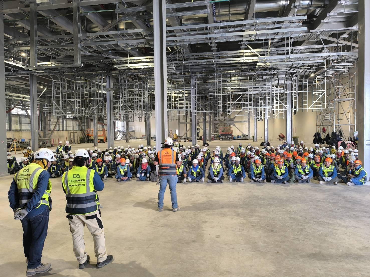 Safety briefing in semiconductor FAB facility